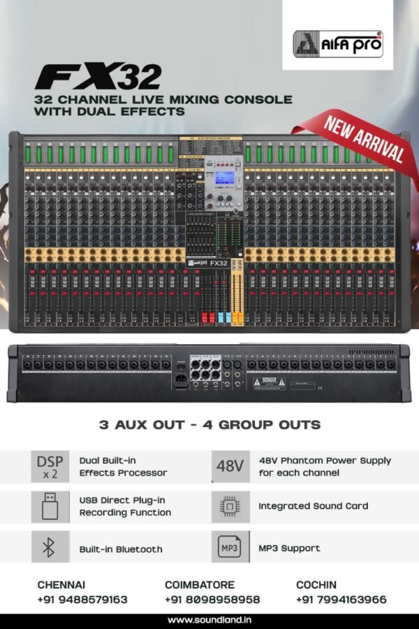 FX32 32 CHANNEL LIVE MIXING CONSOLE WITH DUAL EFFECTS